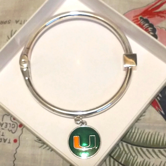 Ashley Bridget Jewelry - Ashley Bridget UMF Miami Hurricanes Sterling Rhodium-plated Enamel Disk Bracelet